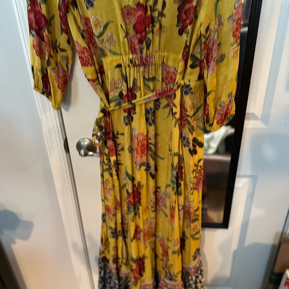 Anthropologie Yellow Floral Maxi Wrap Dress - Picture 5 of 5